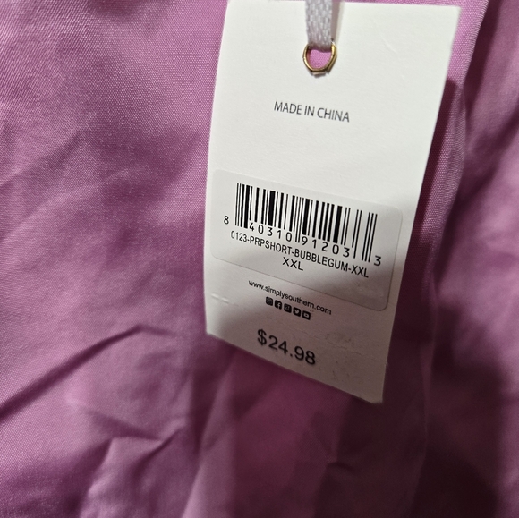 Simply Southern Bubble Gum Pink Blue Preppy Lined Athletic Shorts NWT - Picture 3 of 7